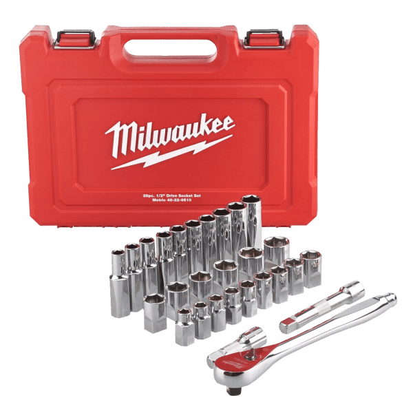 Set 28 chei tubulare si antrenor cu clichet 1/2 Milwaukee