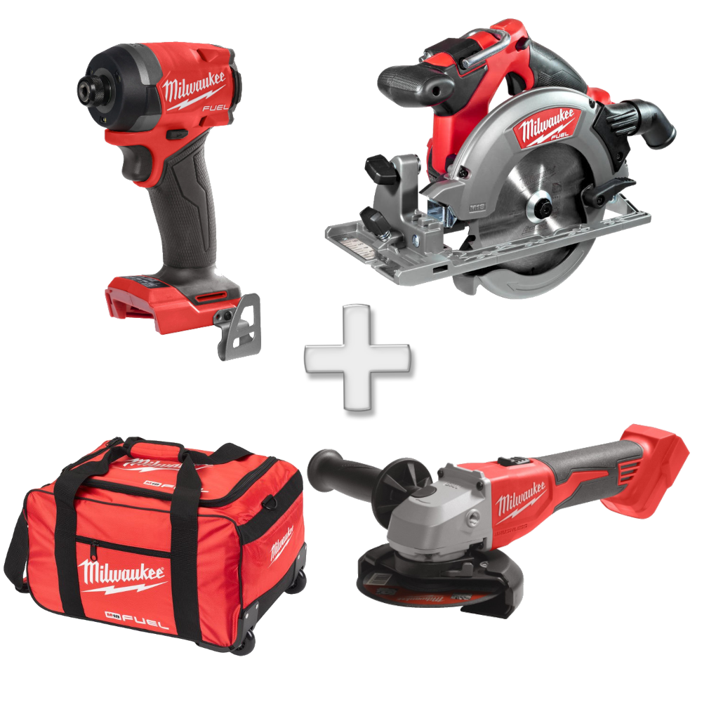 Set 3 scule fara acumulatori Milwaukee M18 FPP3X6-0 + Cadou Geanta XL