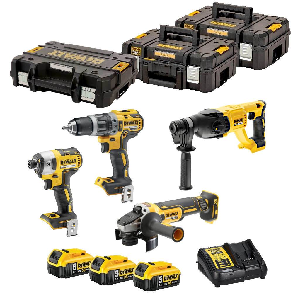 Set 4 scule cu 3 acumulatori DeWalt DCK466P3