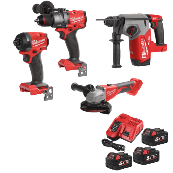 Set 4 scule cu 3 acumulatori Milwaukee M18 FPP4X6-503B