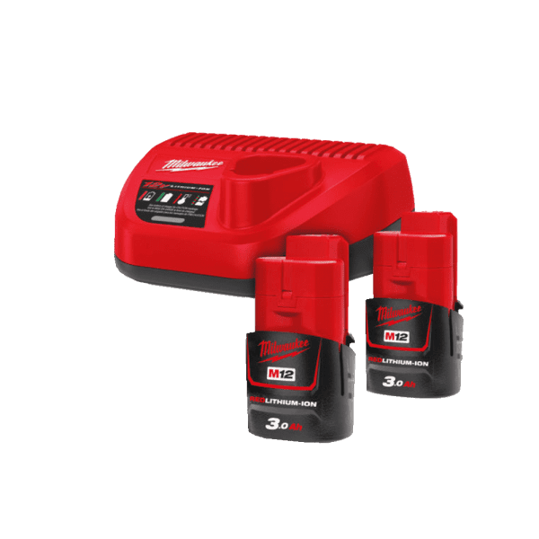 Set 2 acumulatori si incarcator Li-Ion 3 Ah Milwaukee M12 NRG-302