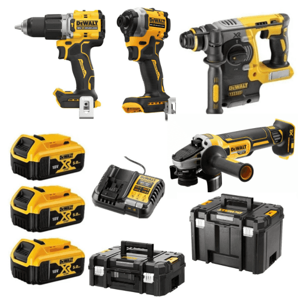 Set 4 scule electrice cu 3 acumulatori Dewalt DCK429P3T