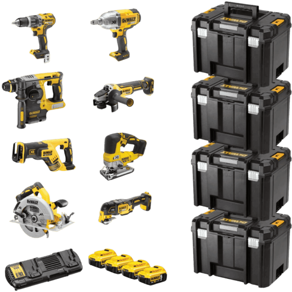 Set 8 scule DeWalt cu 4 acumulatori DCK865P4T